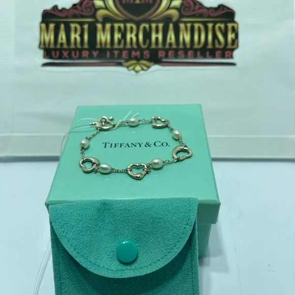 Tiffany and Co. Silver 925 bracelet with pearls and hearts size 17 cm or 6.5 in. - Picture 2 of 8